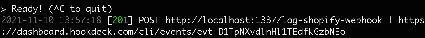 Success receiving Shopify webhook on Localhost with Hookdeck CLI