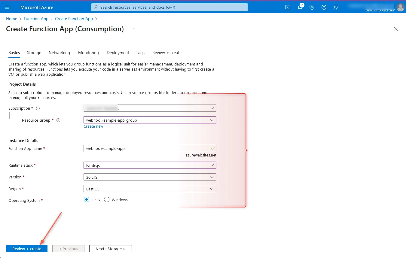 Azure Create Function App