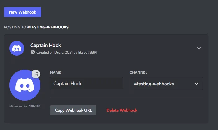 add a webhook in discord