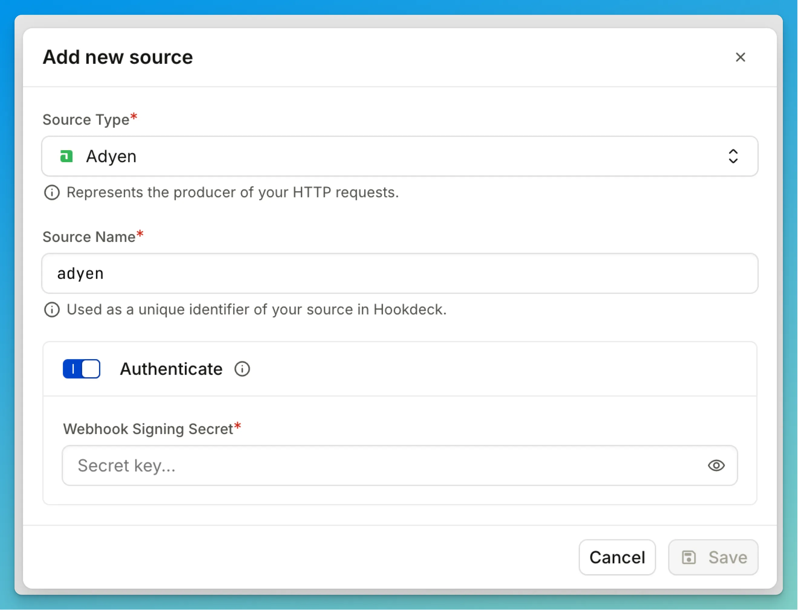 Adyen Hookdeck Source