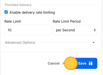 Click Save rate limit