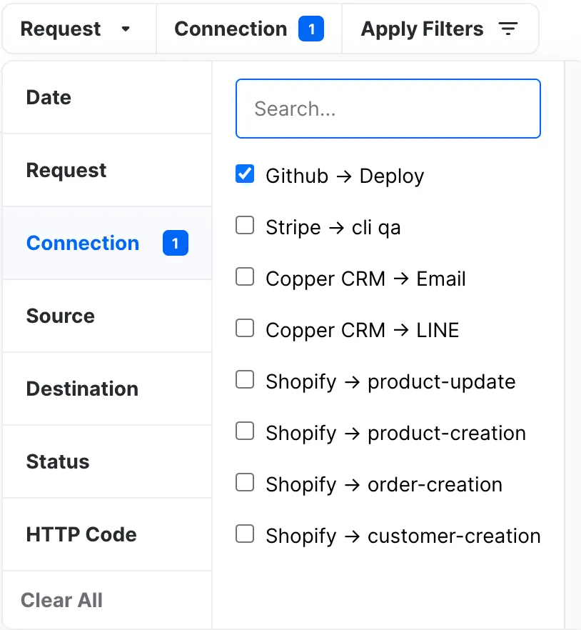 connections filter