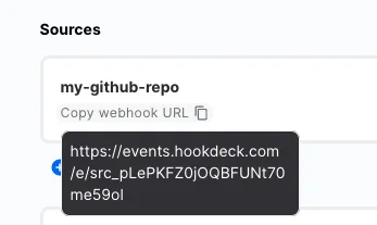 Copy webhook url from Source in Hookdeck