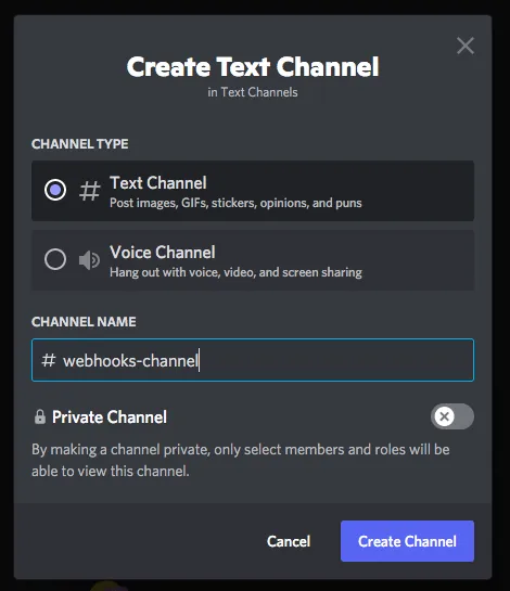 Create a discord channel