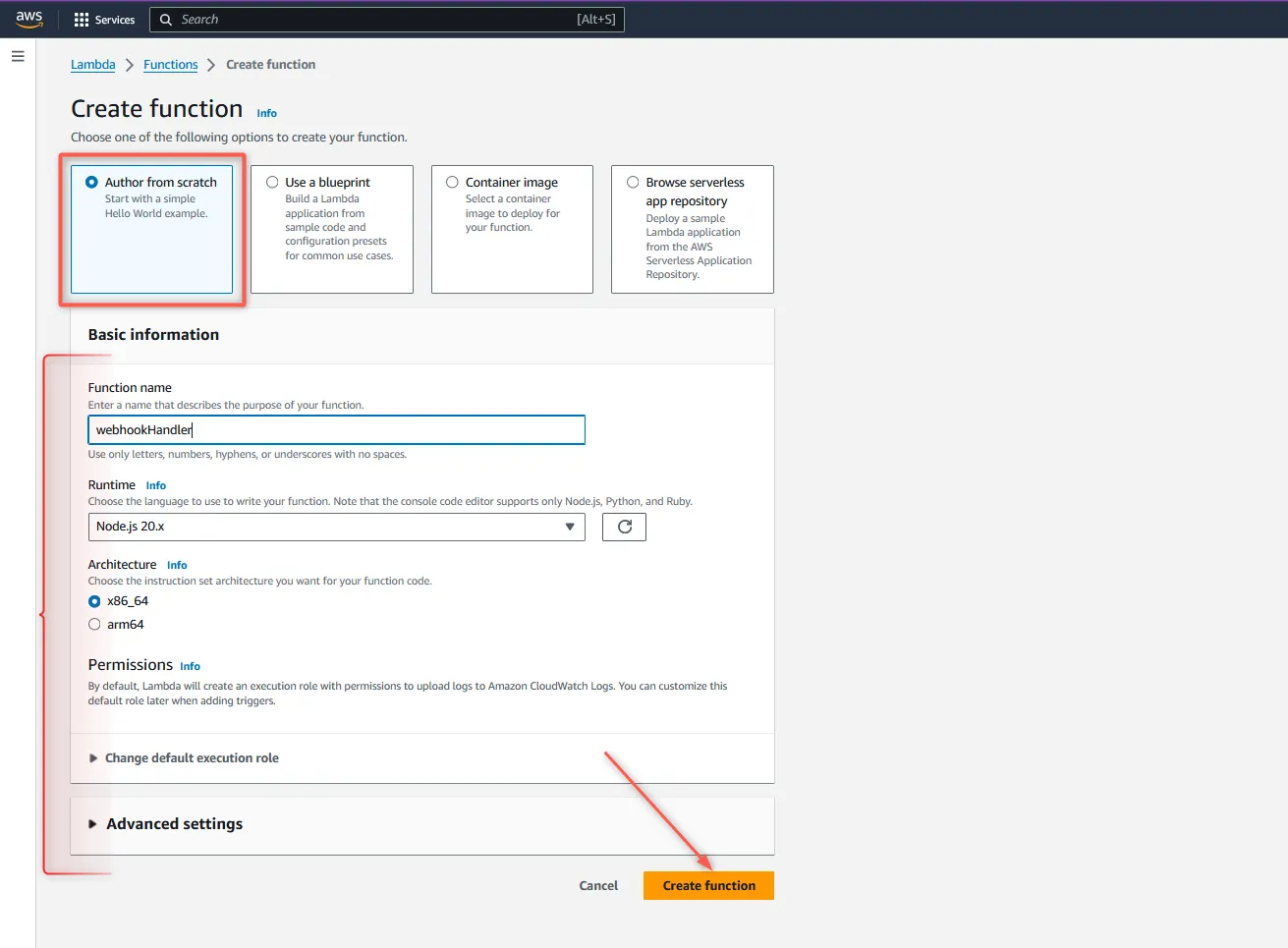 Create an AWS Lambda function