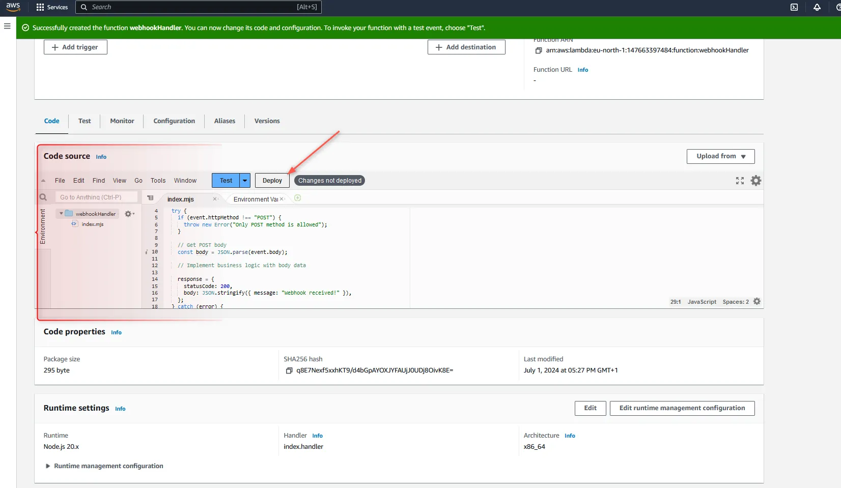 Deploy Lambda function