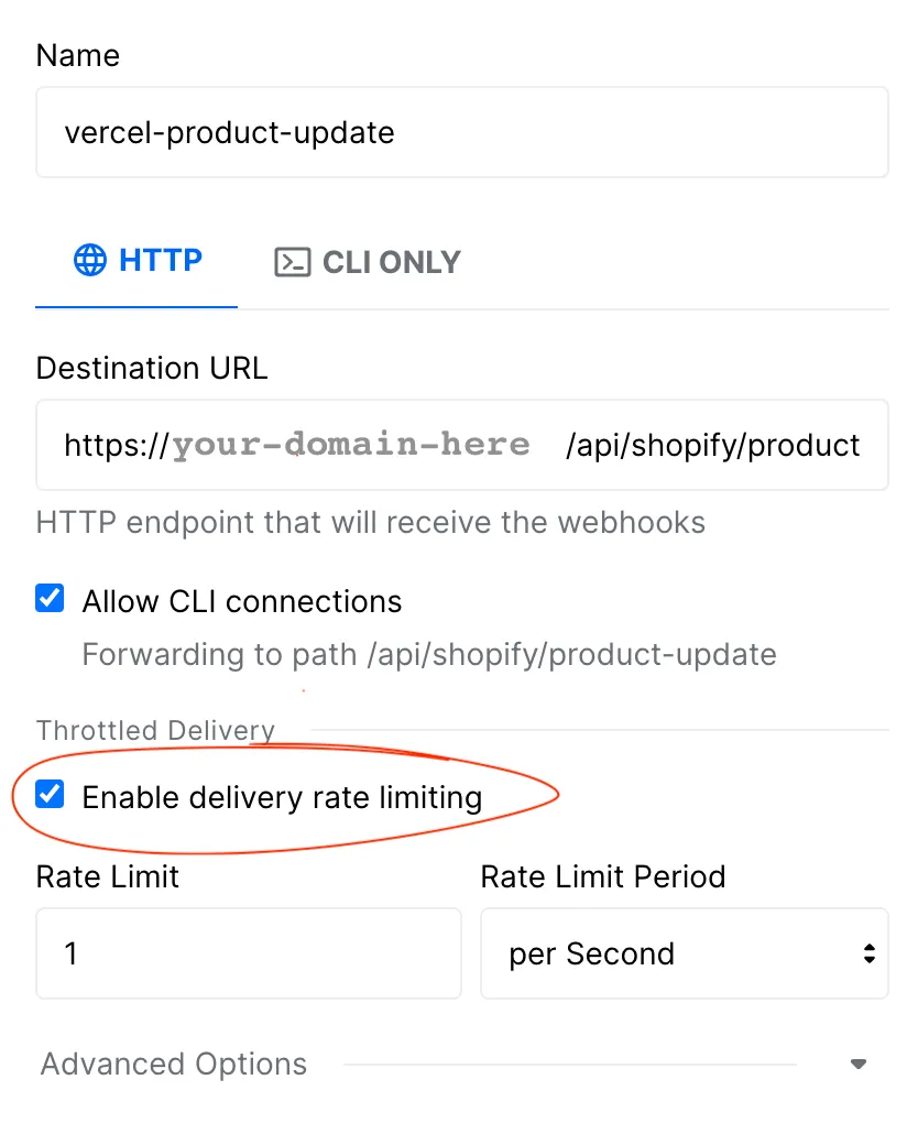 Enable Rate Limit on Destination