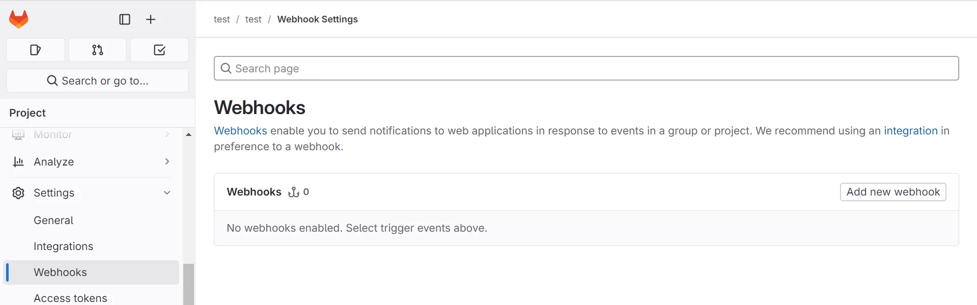 Create a Webhook in GitLab