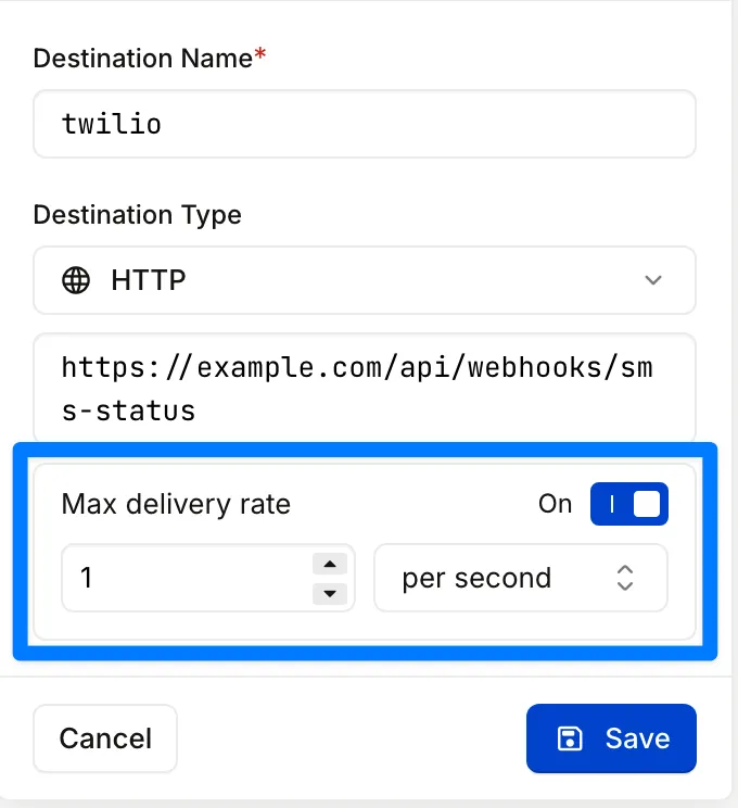 Hookdeck Destination Max Delivery Rate