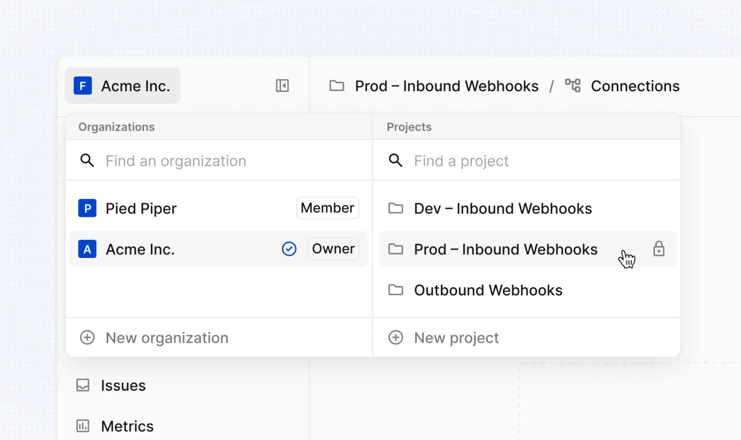Hookdeck Organizations and Projects