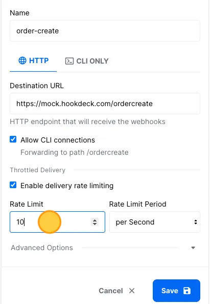 Set rate limit