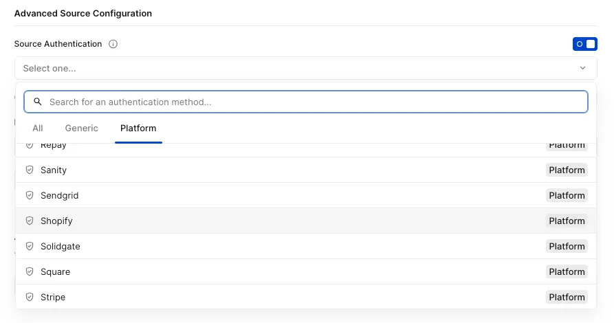 Source verifications config