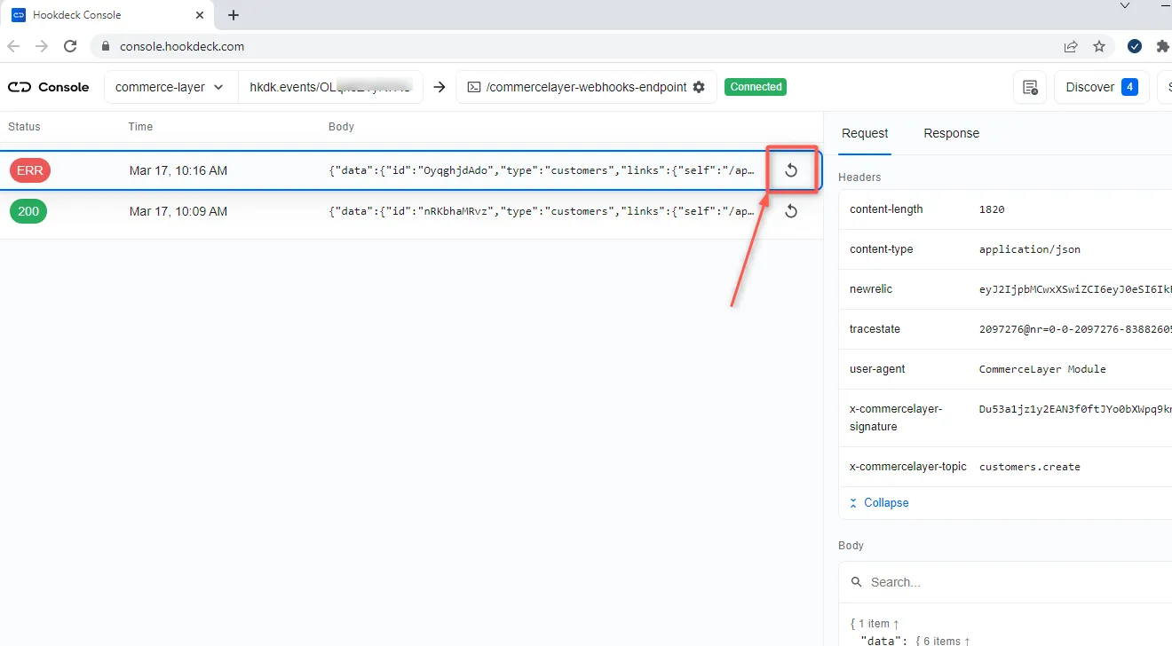 Commerce Layer webhook retry