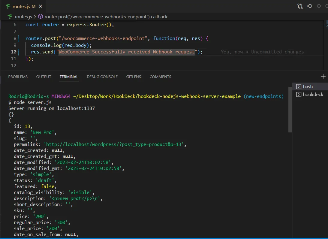 WooCommerce webhook successful