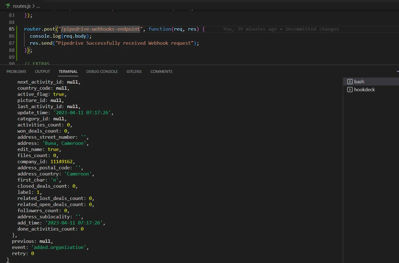 Pipedrive Successful Payload