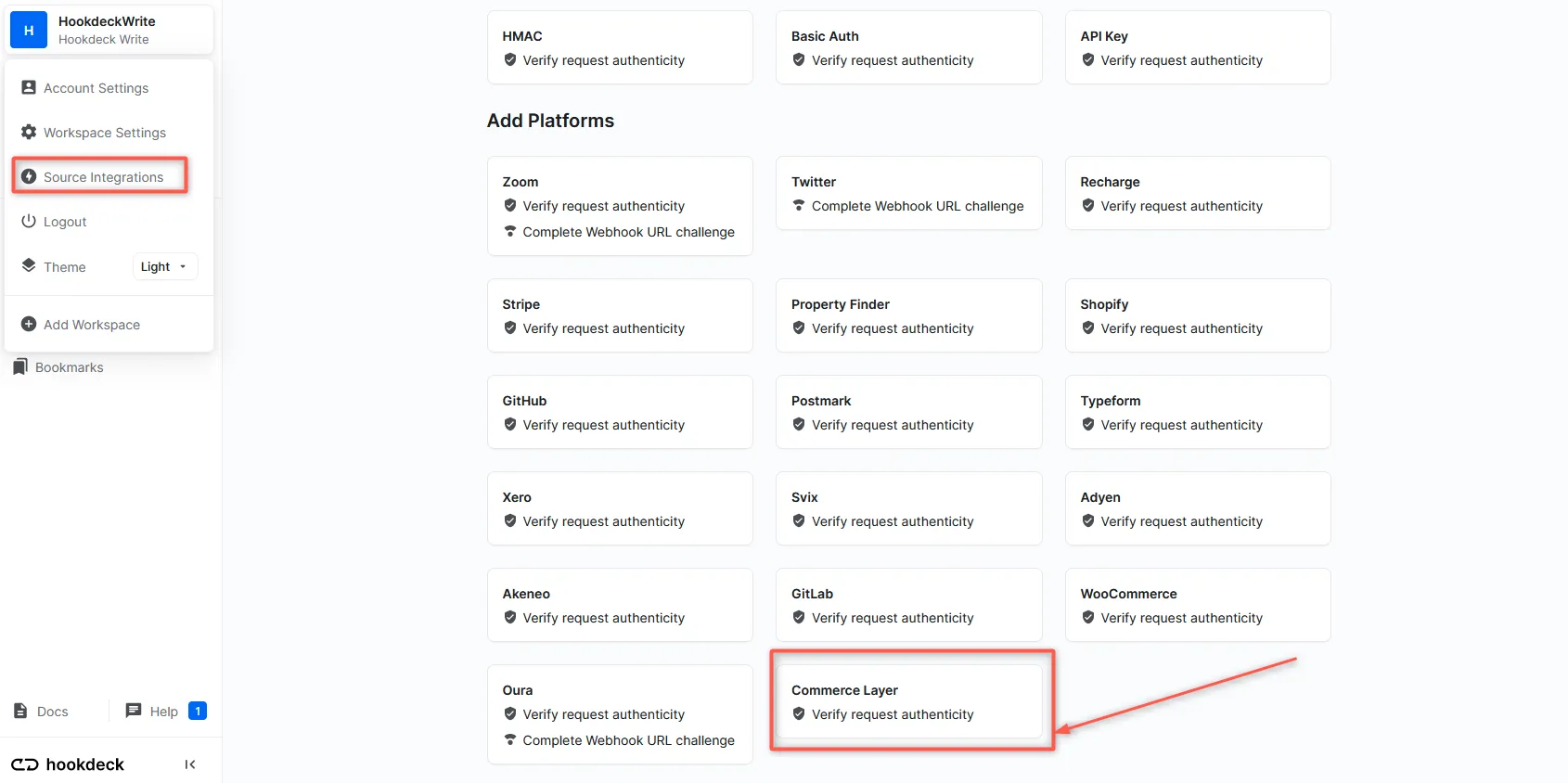 Add Commerce Layer platform