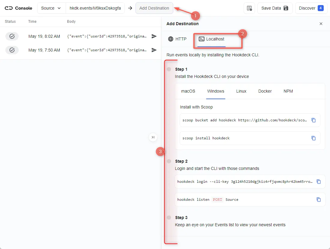 select localhost monday webhook