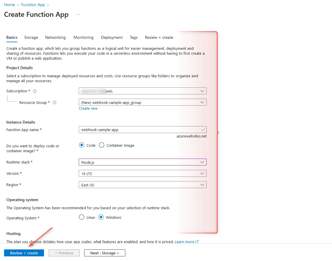 Azure Create Function App