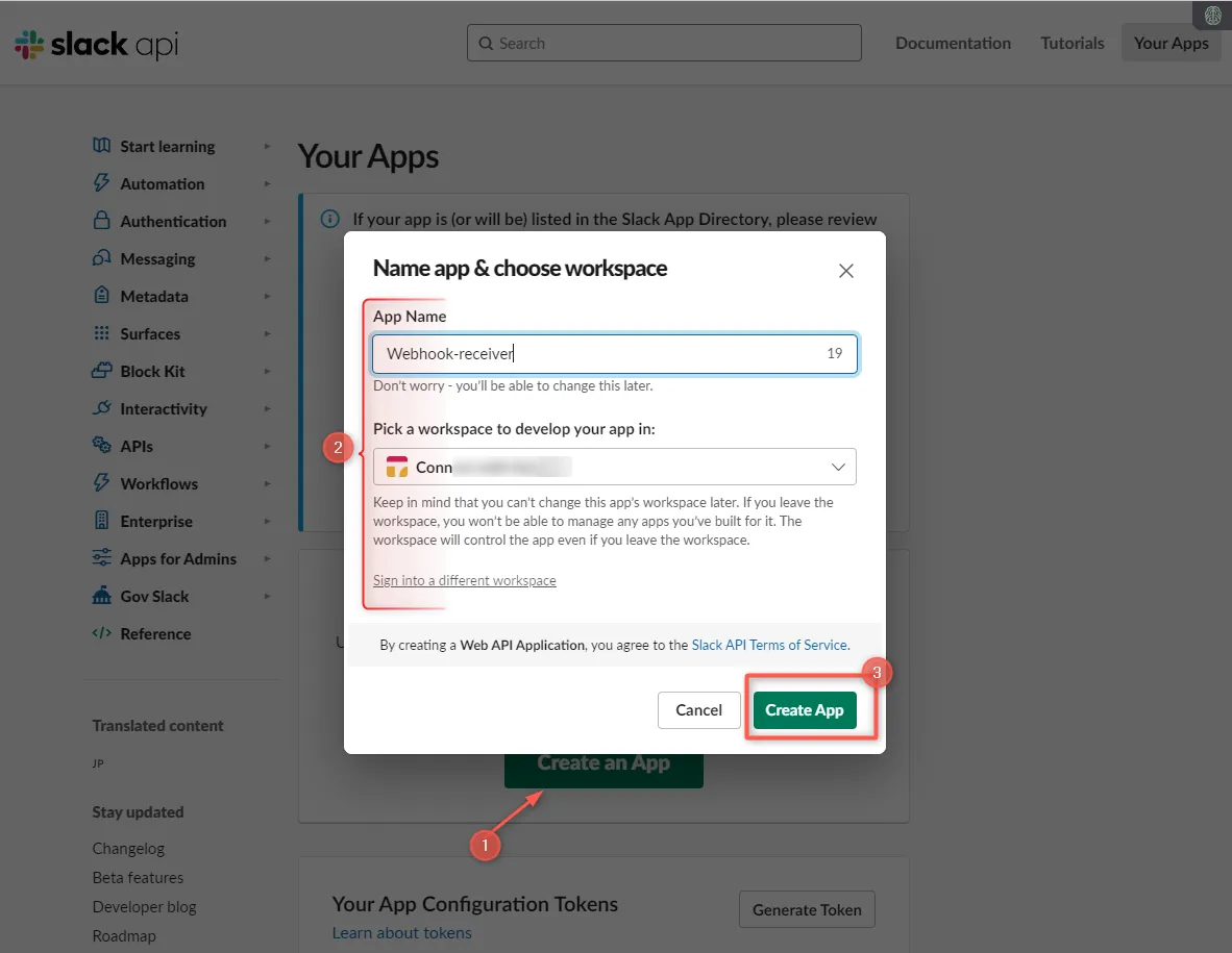 Create Slack app