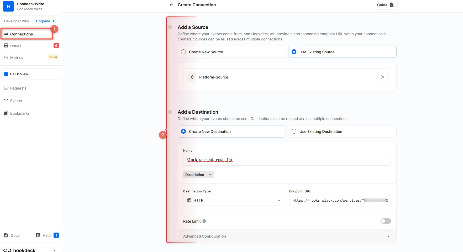 Enter Slack webhook URL