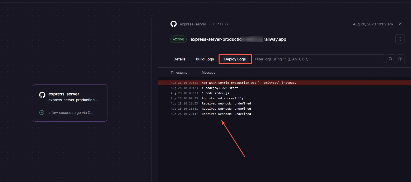 View Railway event logs