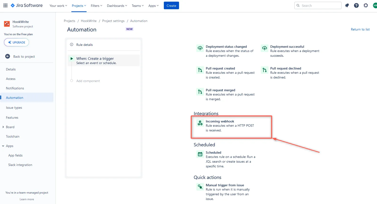 Jira Software Incoming Webhook