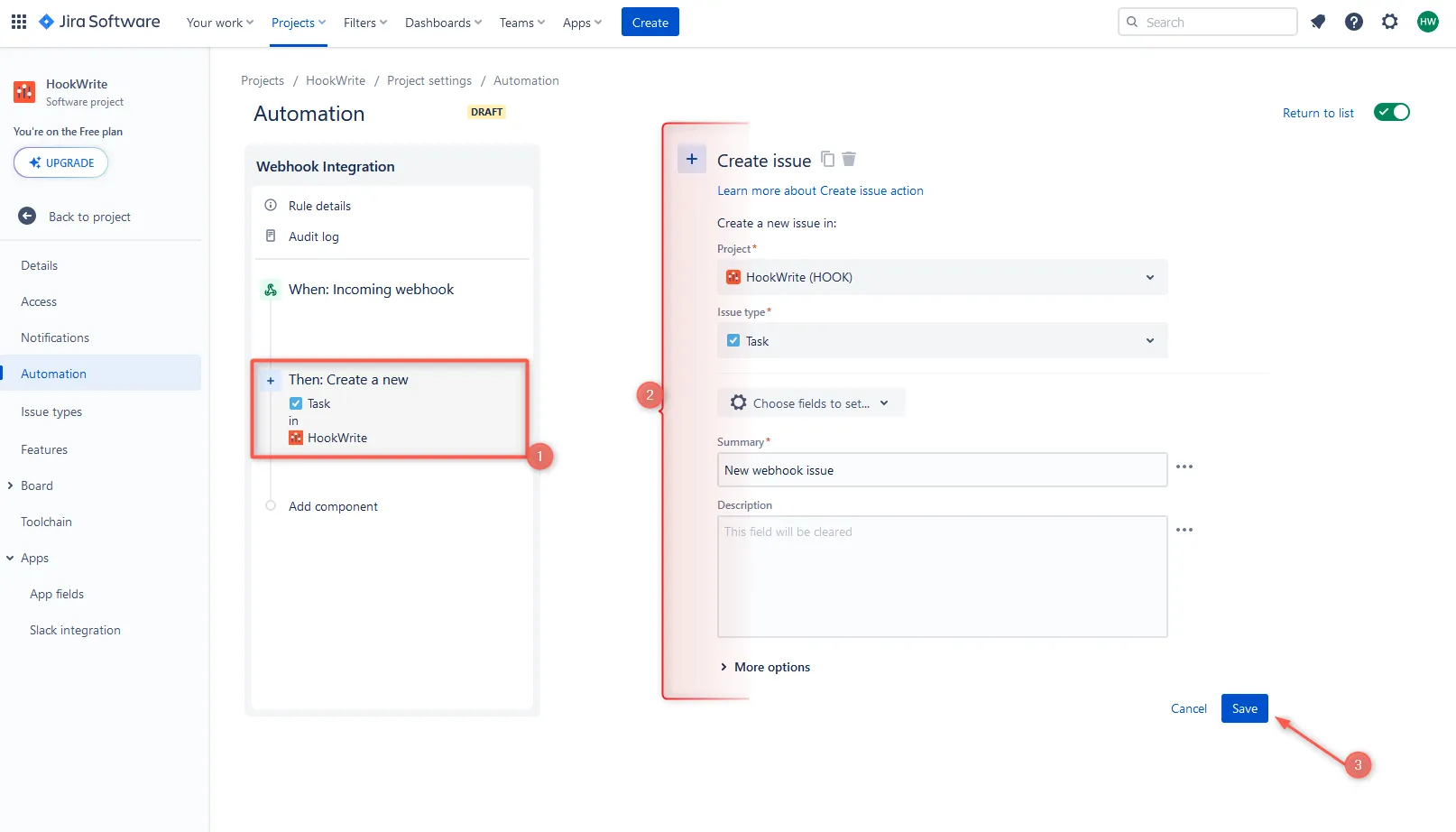 Create a new issue Jira