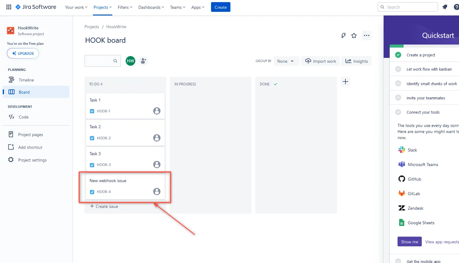 Jira Hook Board