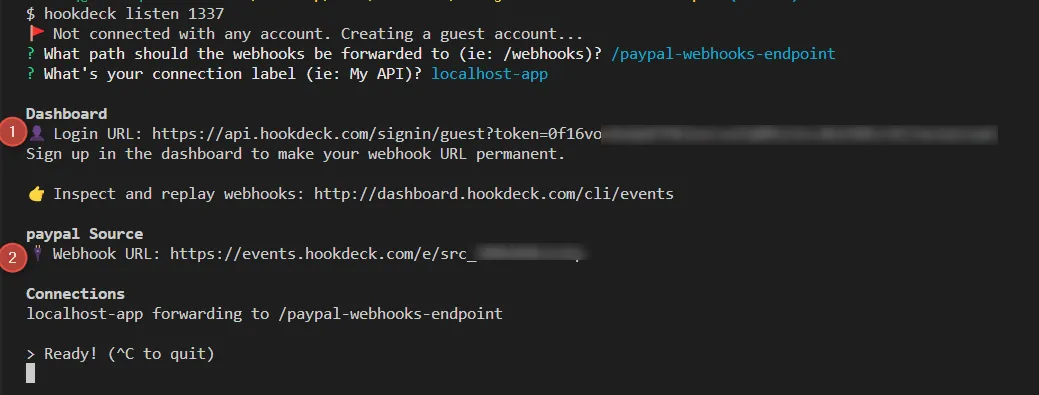hookdeck CLI paypal source