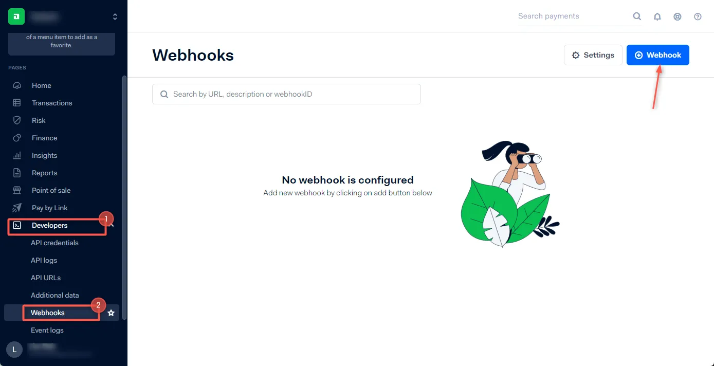 Adyen webhook dashboard