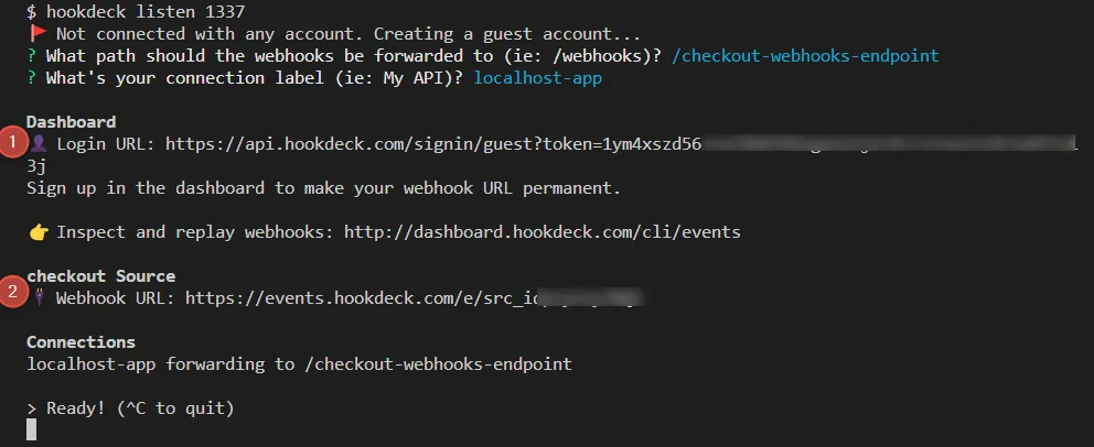 Checkout webhook URL in localhost