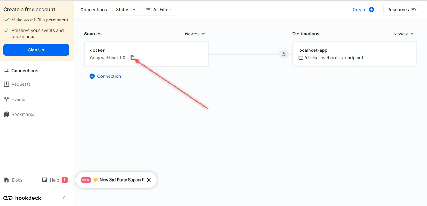 Docker Hookdeck dashboard
