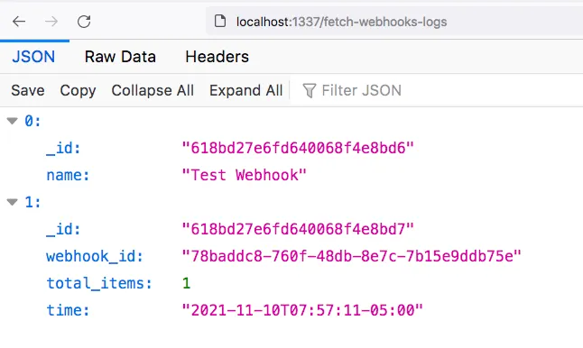 shopify order logs using webhooks