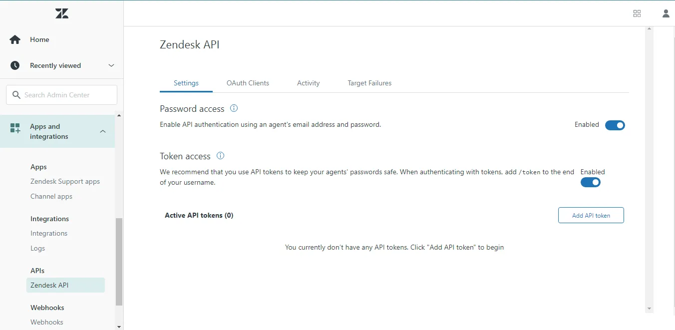 Zendesk API authentication