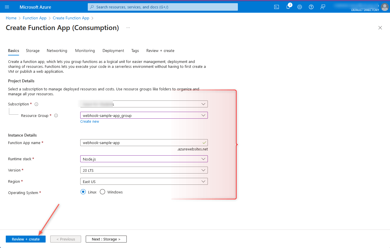 Azure Create Function App