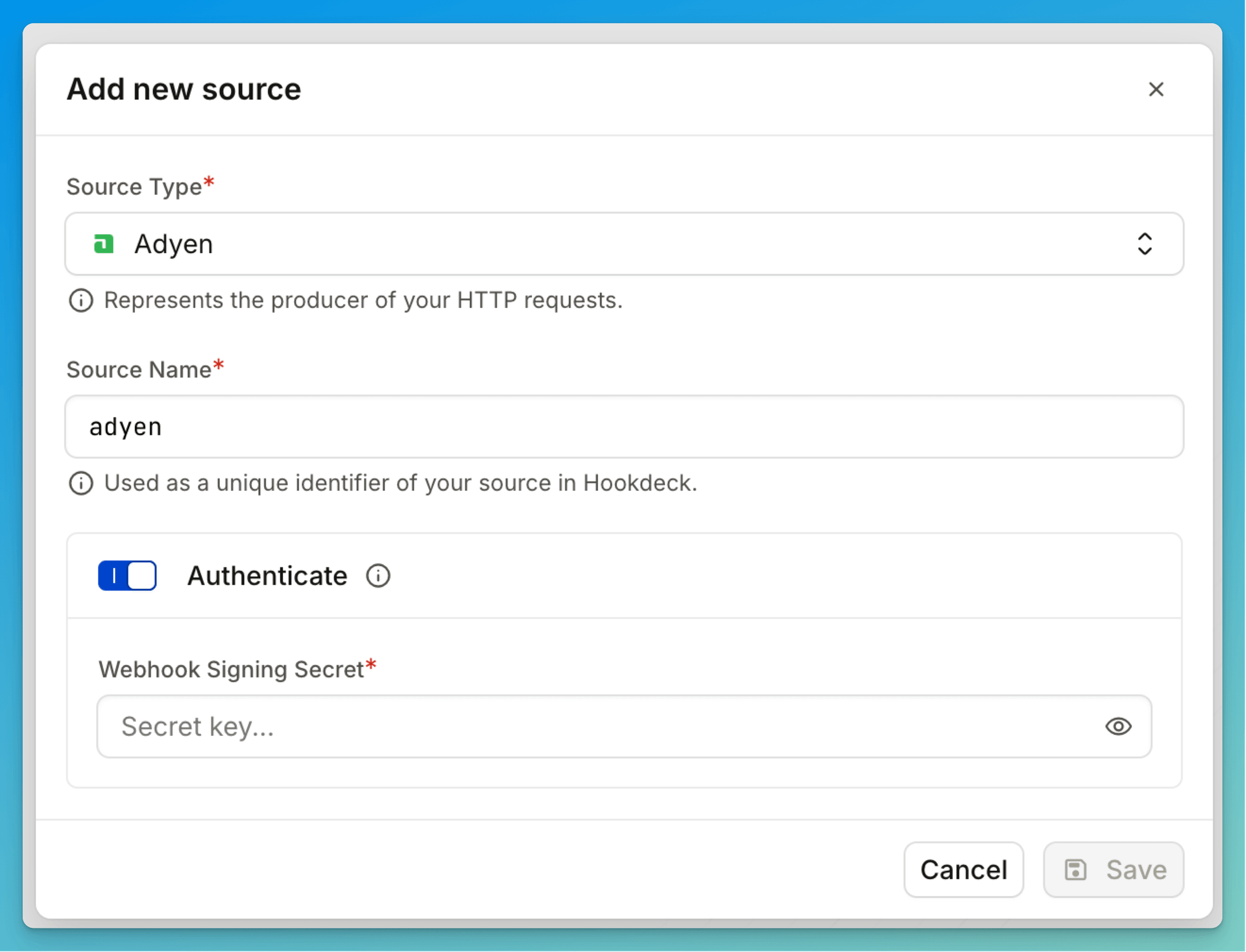 Adyen Hookdeck Source