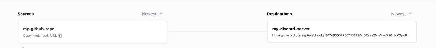 Display new connection in Hookdeck
