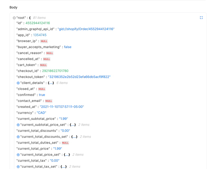 Inspect Shopify webhook body in Hookdeck