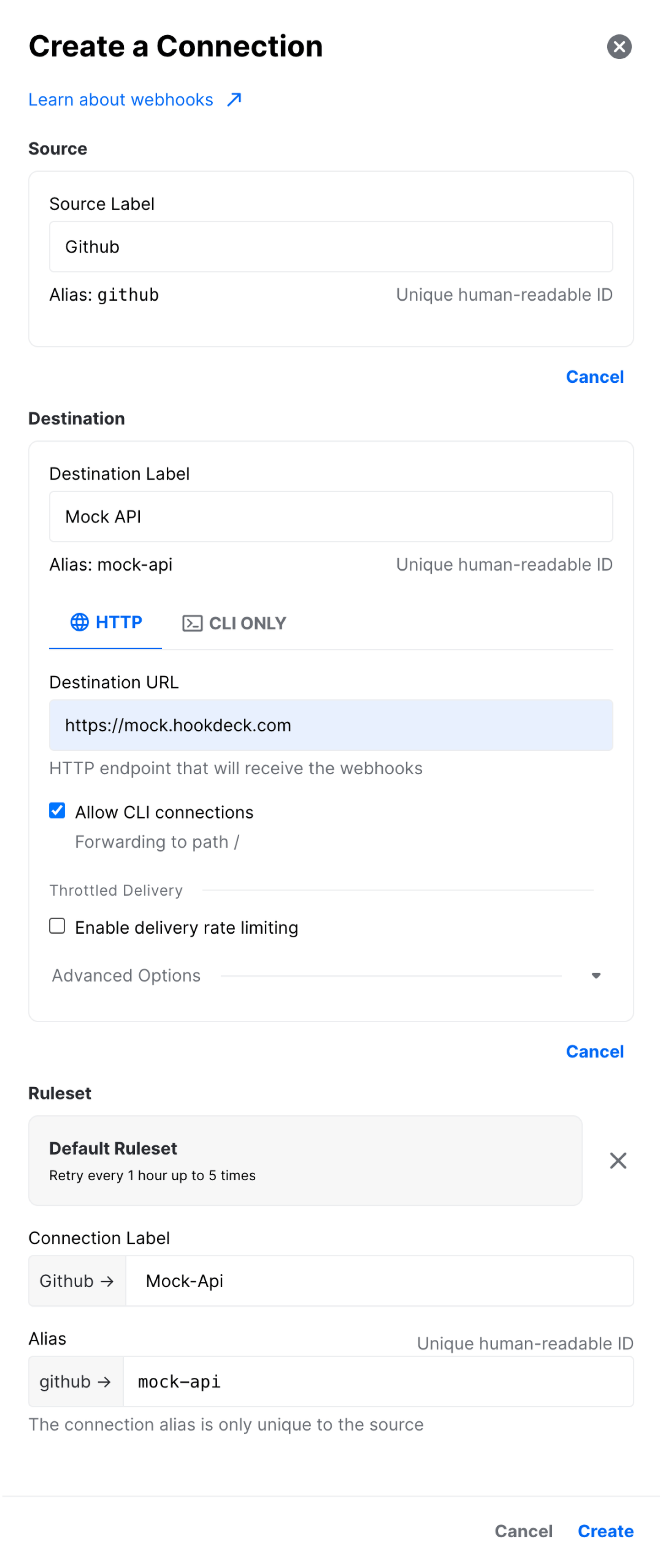 hookdeck github connection