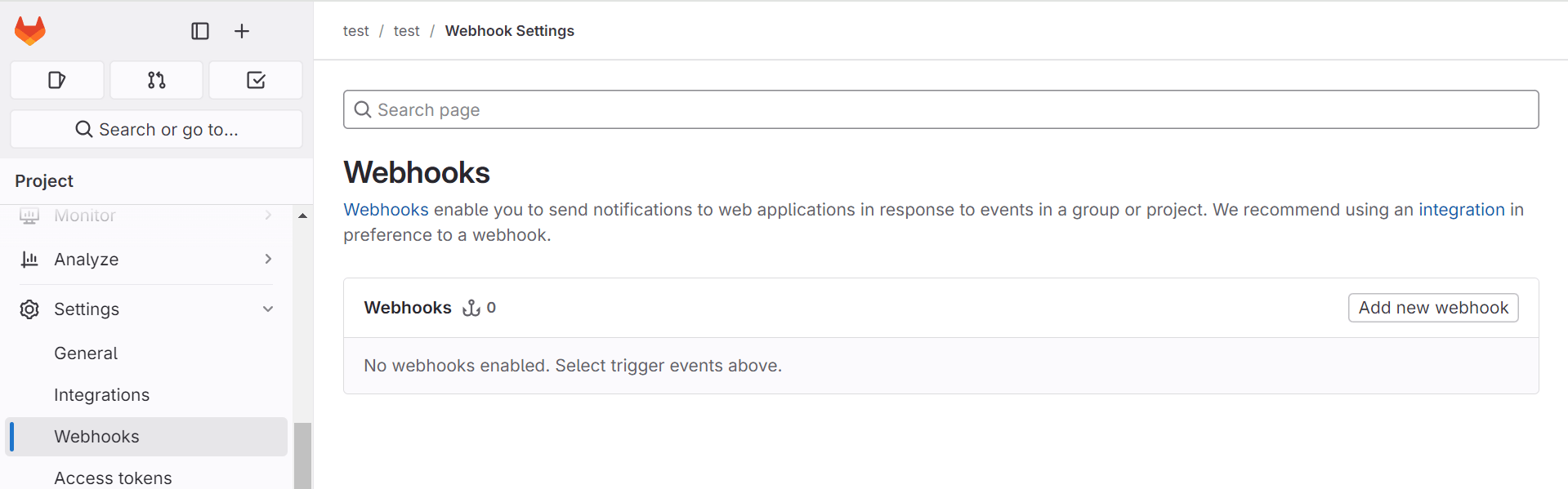 Create a Webhook in GitLab