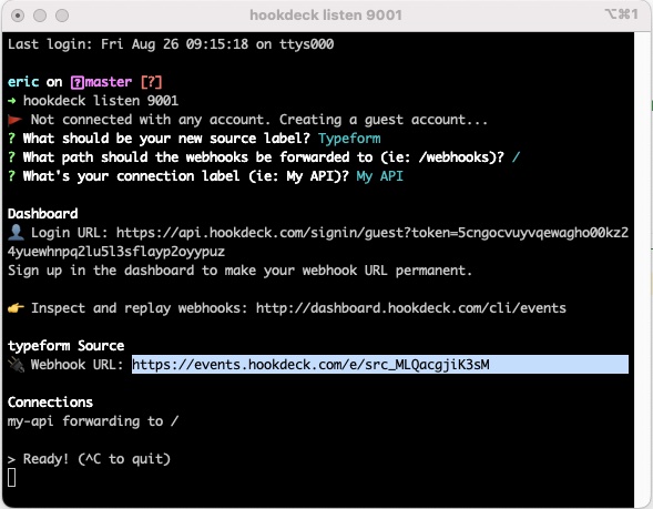 Hookdeck CLI for Typeform