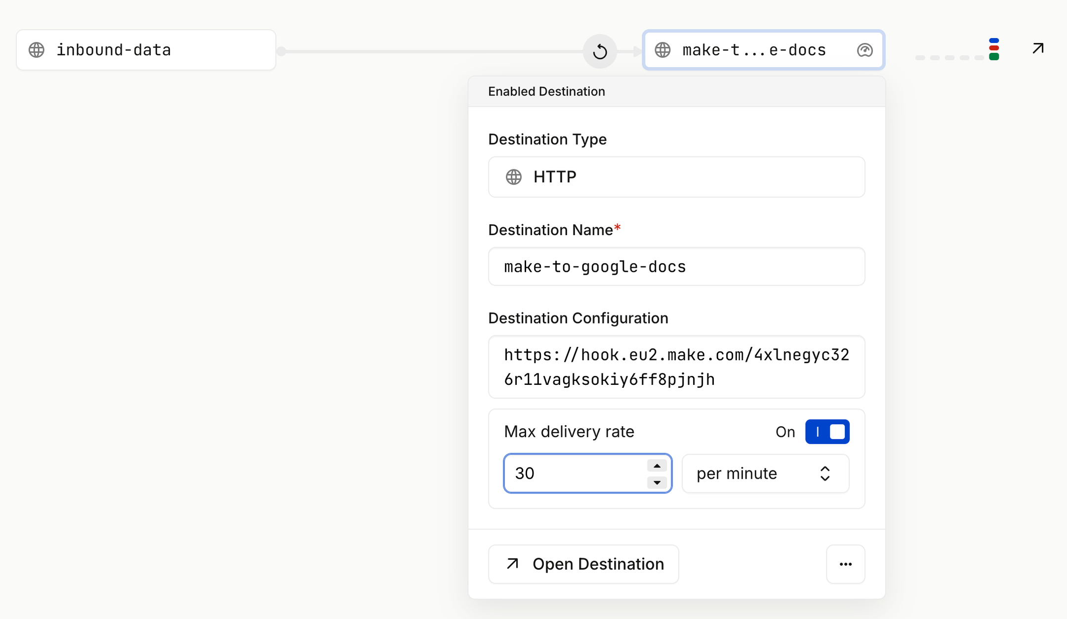 Set Destination delivery rate limt