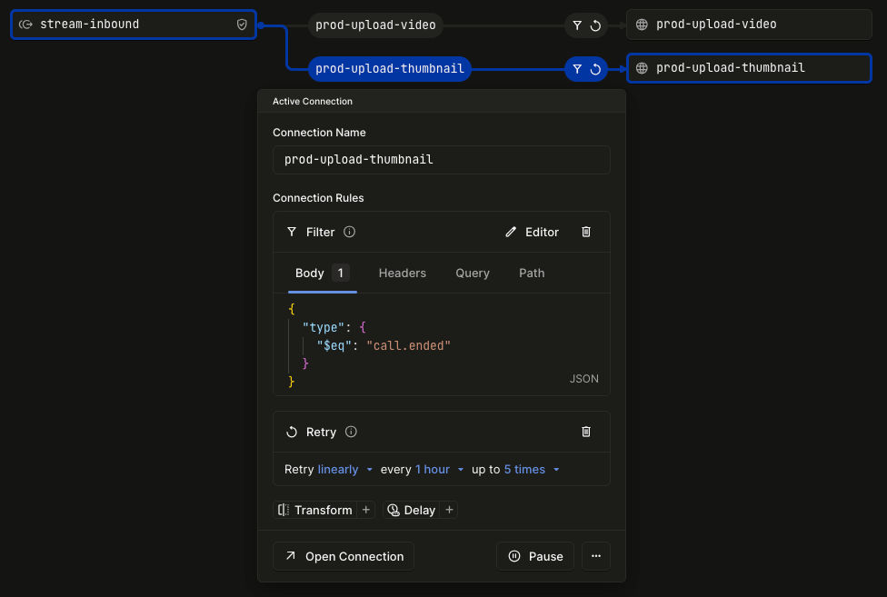 Hookdeck Connection Retry Strategy Configuration