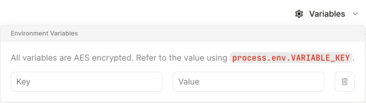 Manage transformation environment variables