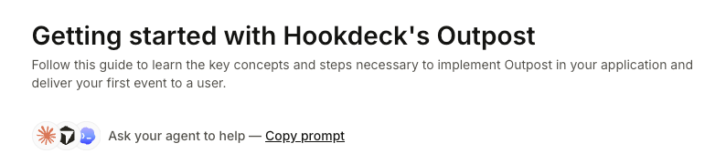 Outpost prompt-first onboarding within the Hookdeck dashboard