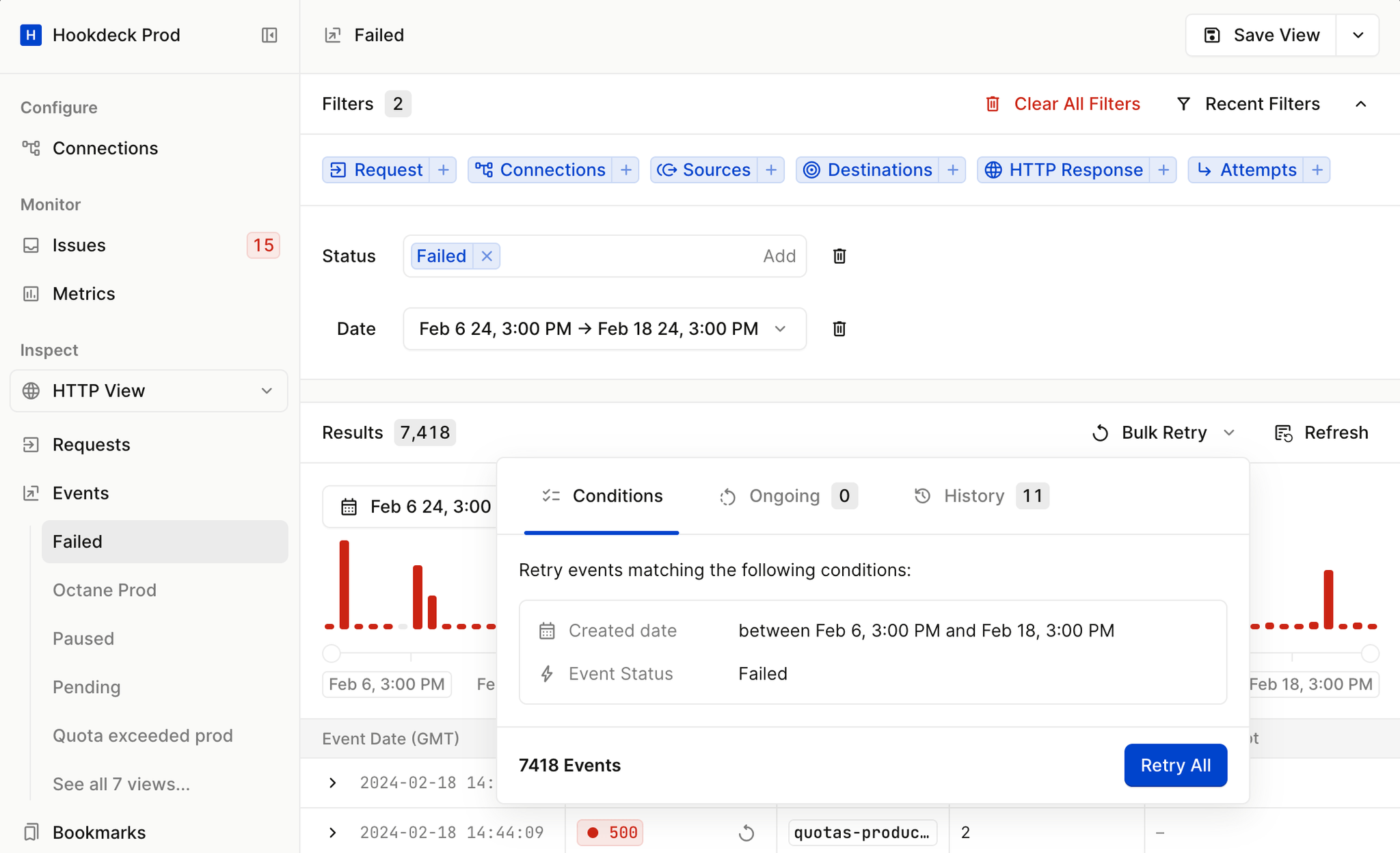 Hookdeck retry events
