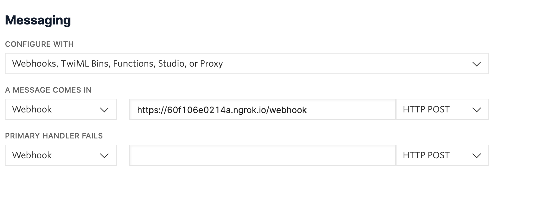 Setting up Twilio webhook