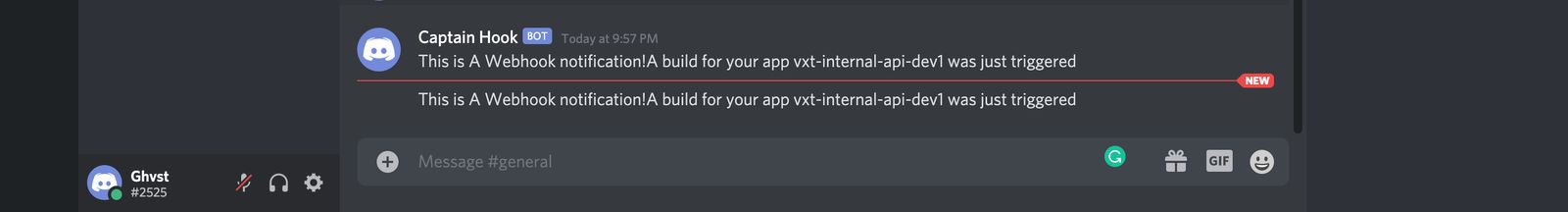 Succesful Discord webhook notification 
