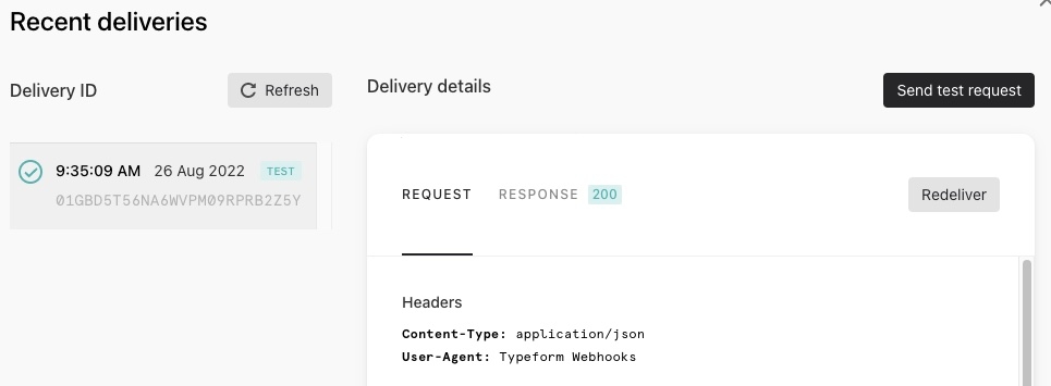 Typeform response 200