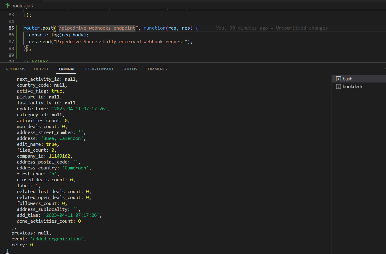 Pipedrive Successful Payload